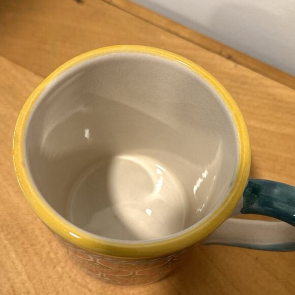 Sberna Deruta Italian Ceramic Mug Geometric Peacock Red Hand Made Pottery Mug - Picture 4 of 7